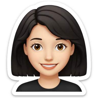 25 yaş genç kız siyah küt hafif dalgalı saçlı beyaz tenli sticker