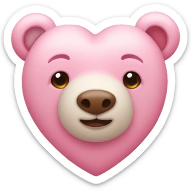 Soft pink heart with teddy bear sticker