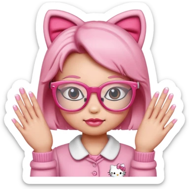 Nails cute hello kitty wear glasses sticker