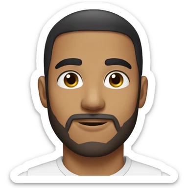 A head and shoulders shot of a 24 year old North African man, with short black hair, with stubble facial hair,   with brown eyes wearing a t-shirt. sticker