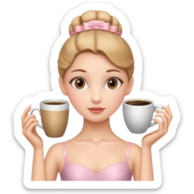 Bailarina con cabeza de taza de café  sticker