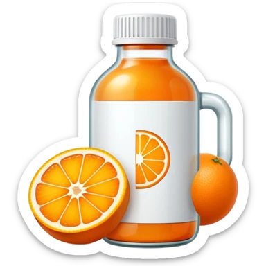 Vitamin C supplement bottle with orange slice sticker