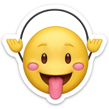 yellow emoji face with tongue sticking out and swinging back and forth sticker