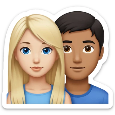 Blonde hair and blue eyed guy, black hair and brown eyed Asian girl sticker