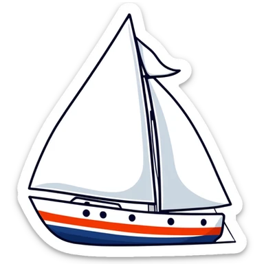 sailboat with visible rudder and white sails sticker