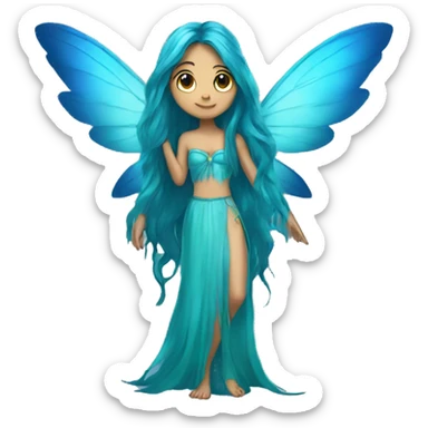 Beautiful, fairy, blue, turqoise, long hair, big wings sticker