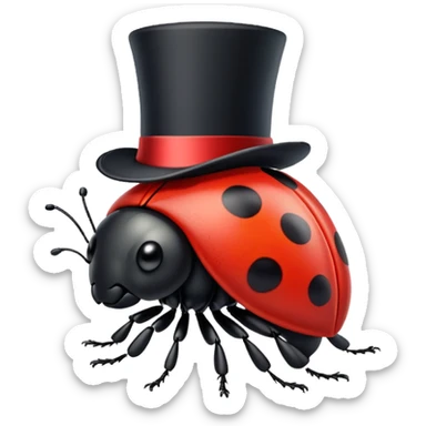 Ladybug wearing a top hat sticker