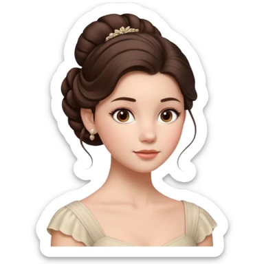 Cinematic Realistic run girl Portrait, depicted with lifelike skin texture, subtle rosy undertones, and soft natural lighting that enhances the gentle contours of her face. Her intricately detailed brunete hair is elegantly styled in an updo, sticker
