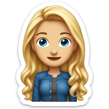crea un amoji de una chica de 30 años, con el pelo largo y o, balayaje rubio claro en puntas y raiz más oscura, piel tono medio, color de ojos azul, piercing en la nariz del lado izquierdo. sonrisdas sticker