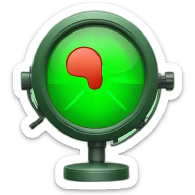 green radar scope with a red question mark ping sticker