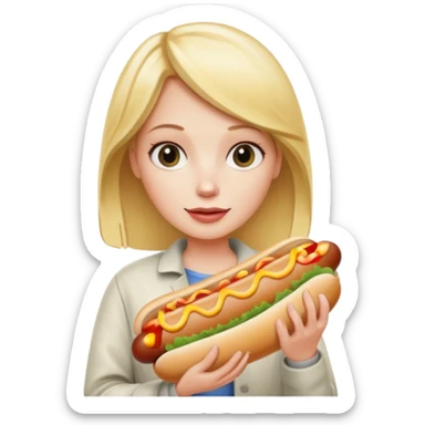 Naked blonde with both hands holding weiner sticker