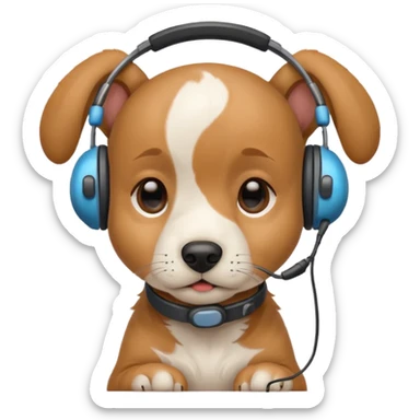 Puppy day dreaming at computer about his girlfriend  sticker