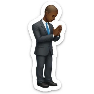 Man in suit on both knees praying  sticker