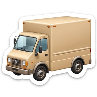 emoji of beige delivery truck, in perspective view sticker