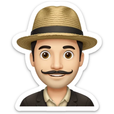 A happy fair skinned Colombian man with some facial hair wearing a black and beige stripped Colombian hat  sticker