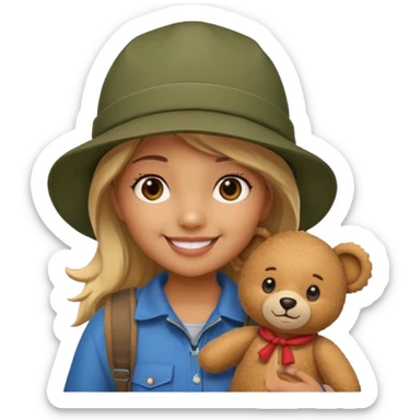 A girly Teddy bear camping sticker