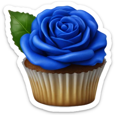 Realistic isolated cobalt blue rose cupcake. sticker