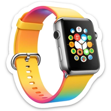 a colourful apple watch with fitness rings in the style of an ios emoji  sticker