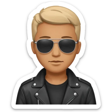 Biker Gang with Sunglasses, Man with black leather jacket, sunglasses sticker