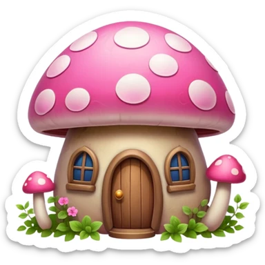 Pink girly Galaxy mushroom house covered in vines sticker