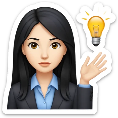 Business woman caucasian long black hair girl sticker