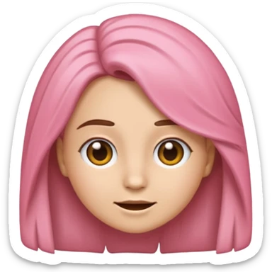 crie um emoji rosa de uma meninas de cabelo liso castanho claro  sticker