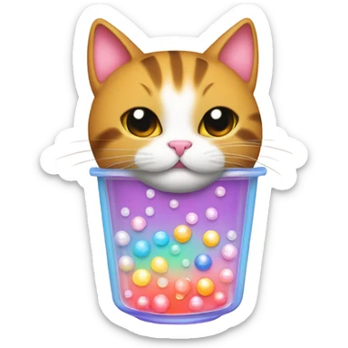 Cat drinking boba tea sticker