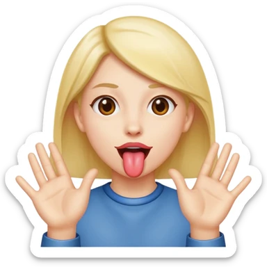 Tounge out with hands to the side sticker
