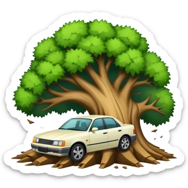 car getting crushed by tree sticker