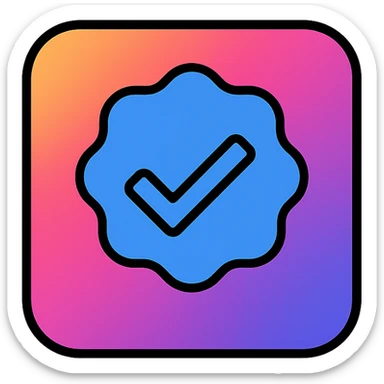 Instagram-style blue tick icon, rounded edges, vibrant colors, app icon look, minimal, bold, clean and modern, simple and recognizable sticker