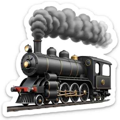 an old-fashion steam train seen head-on as it moves down the tracks sticker