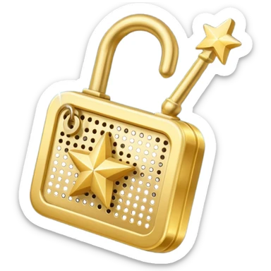 Unlocked mode : cadenas ouvert, grille d’items sans cadenas, ou symbole “créatif” (baguette/étoile). sticker