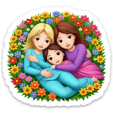 two girls lying on top of each other wrapped around each other lying down sticker