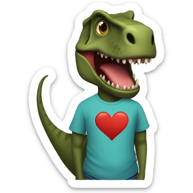 T-Rex wearing an “I love Anna” t shirt sticker