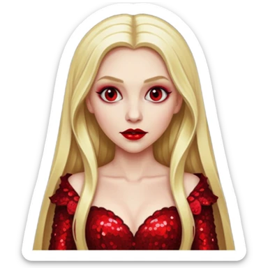 Bride of Dracula with long blonde hair, red sequin outfit sticker