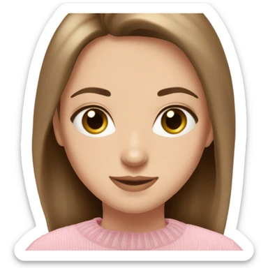 Pretty hazel eyes white girl and brown hair with light pink sweaterl reading coquette sticker