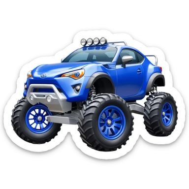 Silver Tractor wheels on monster glossy ultramarine body 2025 Toyota 86 off-road rally car  sticker
