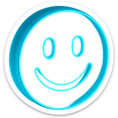smiley face emoji in matte glass style with Tron-inspired neon glow sticker
