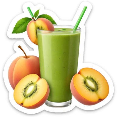 smoothie with peaches and green kiwi sticker