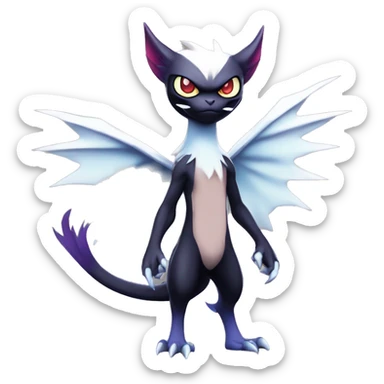 Edgy Cool Kawaii Litten-Noivern-Noibat-Absol-Pokémon Full Body sticker