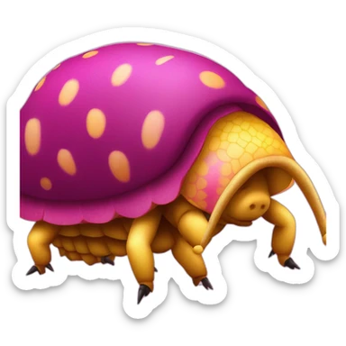 Magenta pig armadillo centipede insect with yellow and black spots gradient mottled sticker