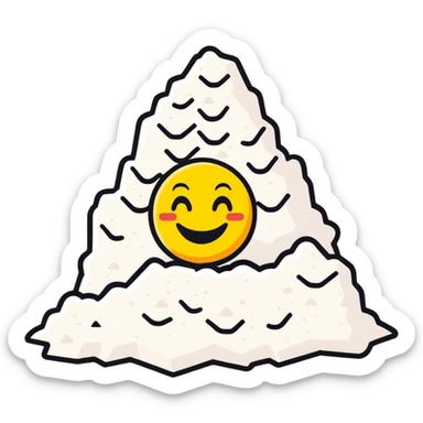 happy emoji with a pile of salt in front of it sticker