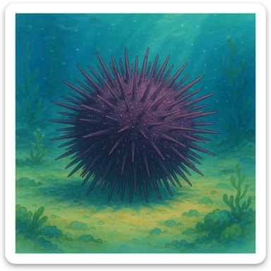 sea urchin, detailed, round, spiky, underwater sticker