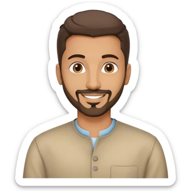 27 yo saudi guy (regular clothes) smiling and has a goatee (slightly thining hair) handsome sticker