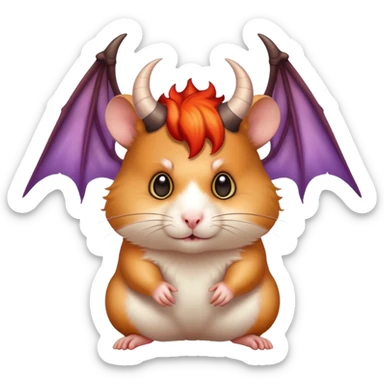 Hamster with demon horns and demon wings sticker
