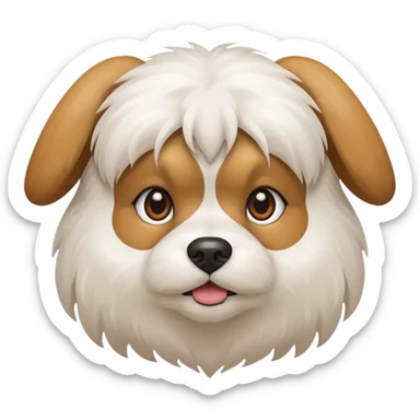 Shitzu com cor principal branca com orelhas de cor marrom claro sticker