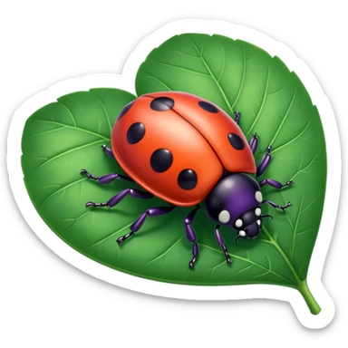  cute purple lady bug on leaf sticker