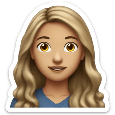 19 years old girl with long light brunette hair, her job is teacher sticker