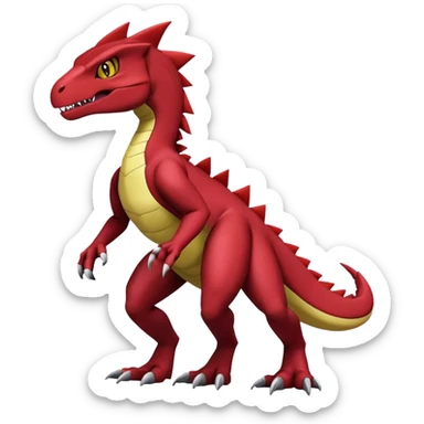  Cool Edgy Dark Maroon Guilmon-Charmeleon-Digimon-Fakemon-Velociraptor full body sticker