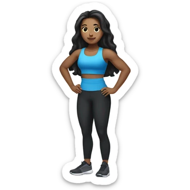 Pale skin tone girl with long black hair working out in the gym sticker